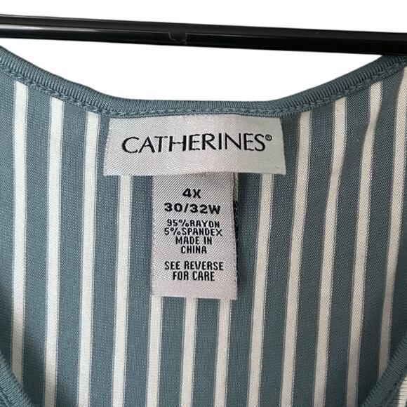 Catherines Women’s 4X Striped Knot Front Maxi Dress Blue White Sleeveless NWT - Picture 3 of 5